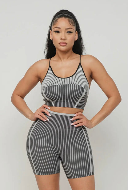 Seamless striped shorts set - The Boss Beauty Boutique