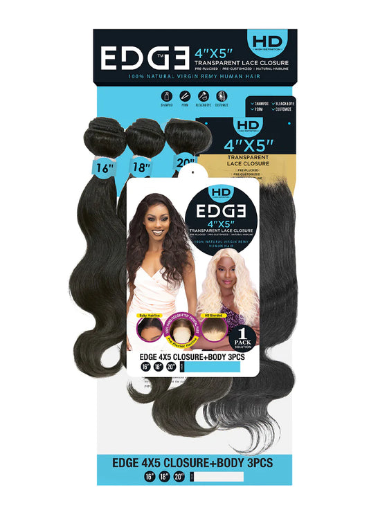 Edge HD Body Wave 3 Bundles + 4X5 Closure Set - The Boss Beauty Boutique